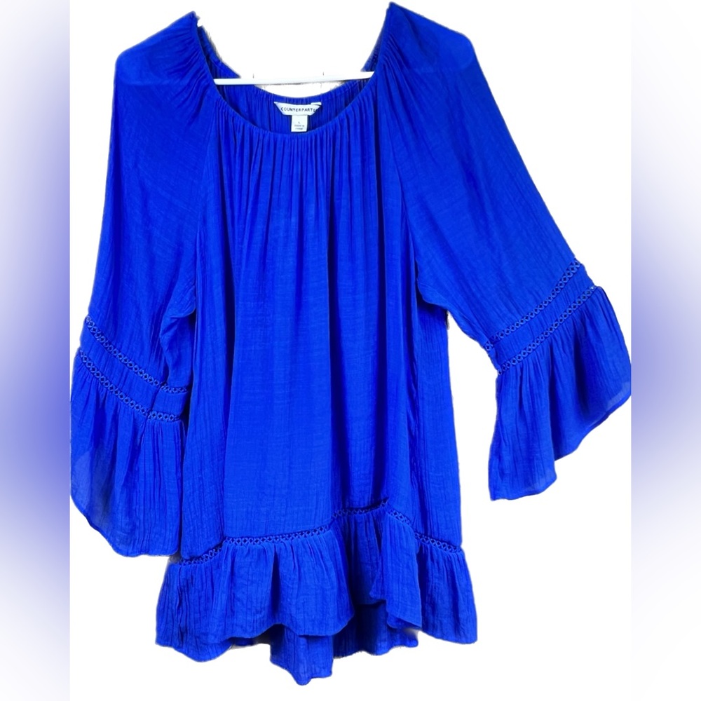 Counterparts Large Babydoll Top w/Bell Sleeves with Stretch Neckline